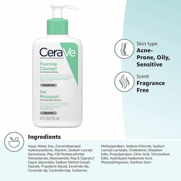 CeraVe Foaming Cleanser For Normal To Oily Skin 236ml