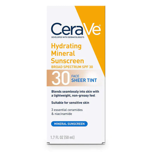 CeraVe Hydrating Mineral Sunscreen SPF 30 Face Sheer Tint 50ml