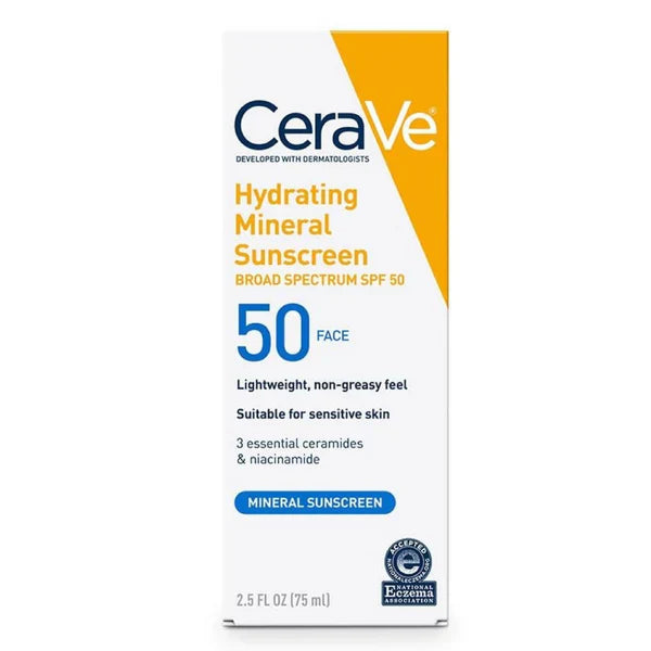 CeraVe Hydrating Mineral Sunscreen SPF 50 Face Lotion 75ml