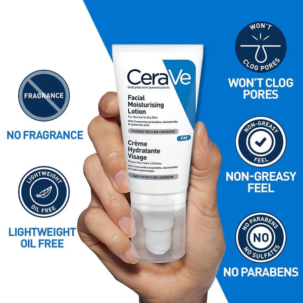 CeraVe PM Facial Moisturizing Lotion For Normal To Dry Skin 52ml